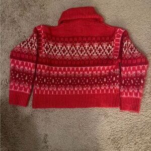 Universal Thread Red and Pink Patterned Turtleneck Sweater